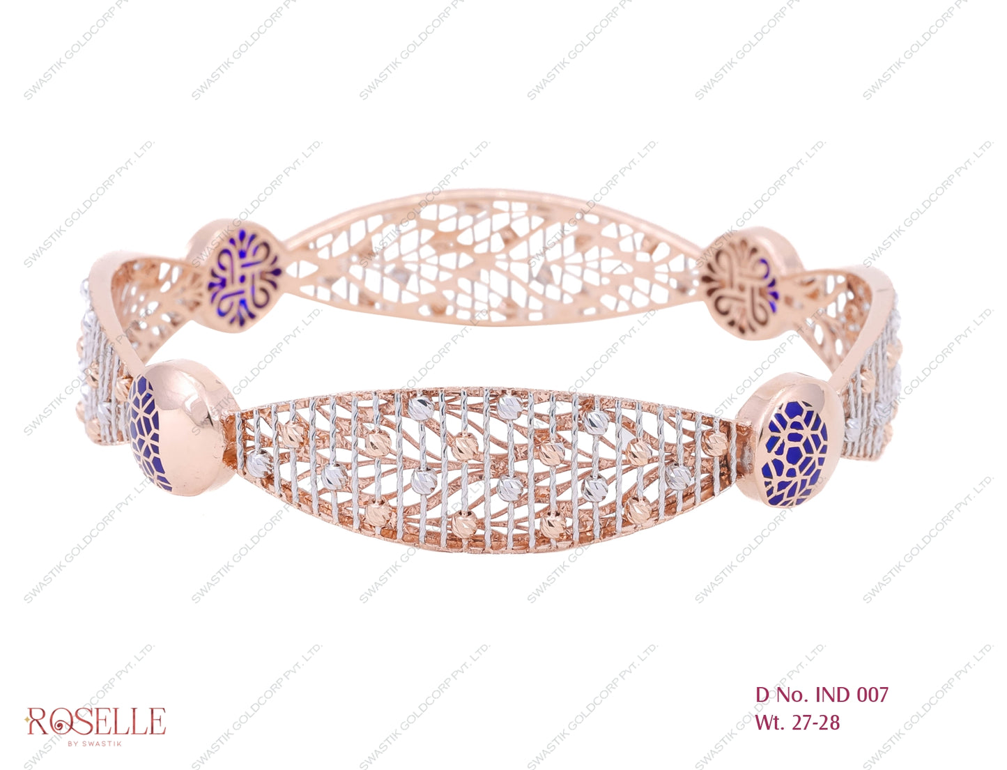 Roselle Rose Gold Indo-Italian Ladies Bangle – IND 007